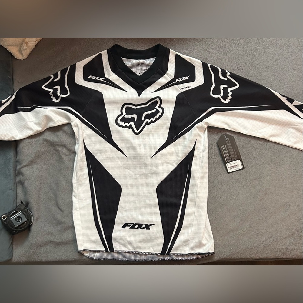 FOX Racing HC Jersey Size Youth M Black & White Long Sleeve Lightweight NWT.